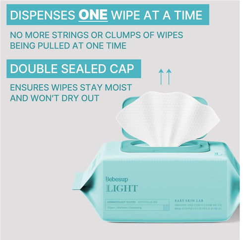 #1 (640 Count 8 Packs) BEBESUP- Korea's Light Baby Wipes - Safe even for Atopic Skin Hypoallergenic Water-Based