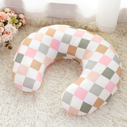 Set Colorful Checkered Nursing Pillow Cover & Baby Blanket for Boys and Girls