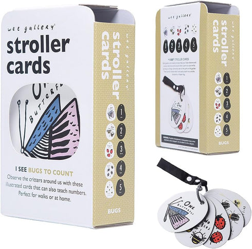 Wee Gallery Stroller Cards - I See Bugs to Count, Travel Activity for Babies and Toddlers with Snap on Strap