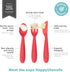 ezpz Happy Utensils - 24 Months+ (Coral) - BPA Free Toddler Utensils - Fork, Spoon and Knife for Toddlers and Preschoolers - Kids Utensils for Self-Feeding Development