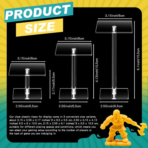 3 Pieces Combat Risers for Flying Miniatures, Different Heights for Tabletop RPG and Board Games Display