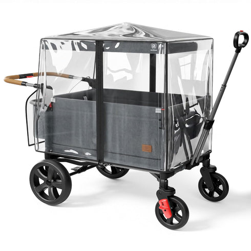 EVER ADVANCED Luxe TPU Wagon Stroller Rain Cover, Non-Yellowing Clear Shield with