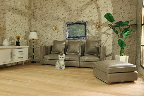 Set 1/12 iLAND Dollhouse Furniture Miniature Sectional Couch for Doll House Dcor Fit Scale Accessories, Modern Gray
