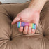 Kemuchy 3D Rainbow2) Little Ouchies Pain Stim Fidget Toy, Printed Pocket Spiky Keychain with Clicker Button Spinner