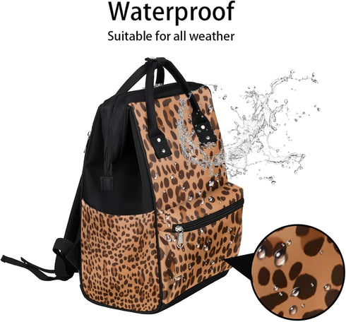 Hsnar Backpack Prints Abstract Leopard Waterproof Diaper Bag Large Capacity Baby Bag with Stroller Straps, Multi-Pocket