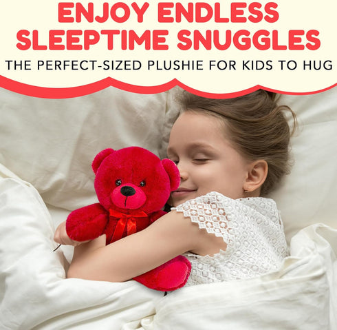 Grandma Smiley's Plush Best Friends Red Teddy Bear Stuffed Animal, 9-inch Hypoallergenic for Christmas, Baby Shower