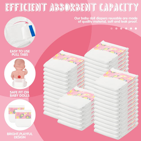 Libima 80 Pack 18-24 Inch 12 Baby Doll Diapers Paper Reborn Doll Diapers Refill for Newborn Dolls Accessories Underwear