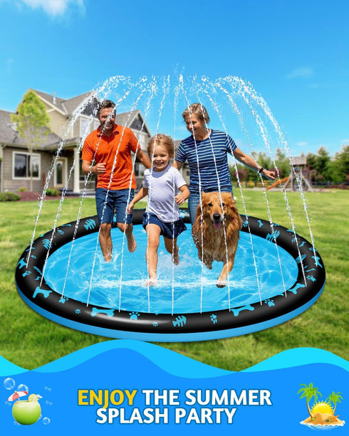 BoucyBudy 67" 1-3 4-8, Summer Splash Pad for Kids and Dogs, Non-Slip Sprinkler Play Mat, Outdoor Water Toys