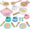 SimpliPlay Wooden Toy Plates and Dishes for Kitchen Set, 30PCS Montessori Play