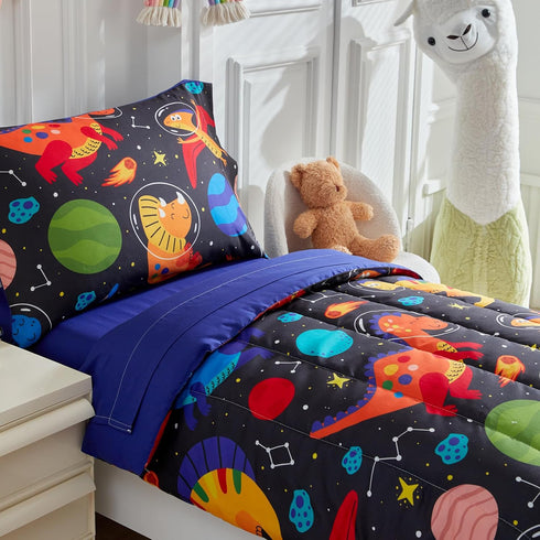 Set Set 4 Set Kids Comforter Sheet - Soft and Breathable Bed Includes Quilted Comforter, Fitted Sheet, Flat Top Sheet