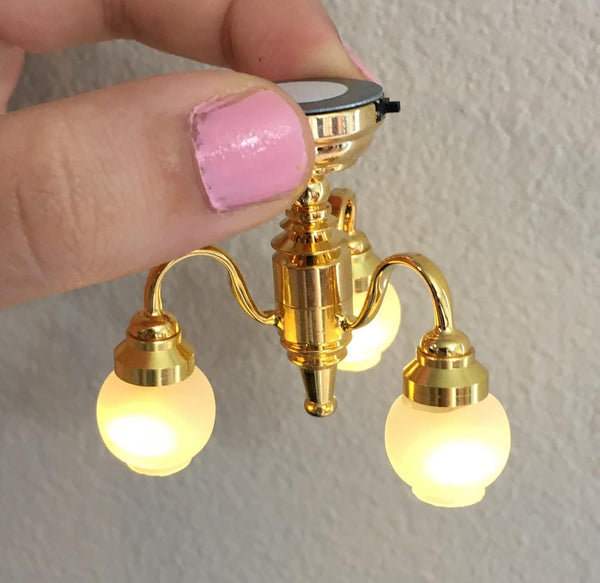 AA Dollhouse 1:12 Scale Dollhouse Miniature Bedroom Living Room Chandelier LED Light Ceiling Light;
