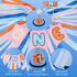 1st Blue Dog Highchair Banner for First Birthday Party Decorations Orange Navy Blue Dog Paw High Chair Tassel Garland
