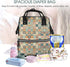 FSQDJLU Backpack Vintage Patchwork Quilted Diaper Bag for Women, Large Capacity Waterproof Travel Bag with Stroller