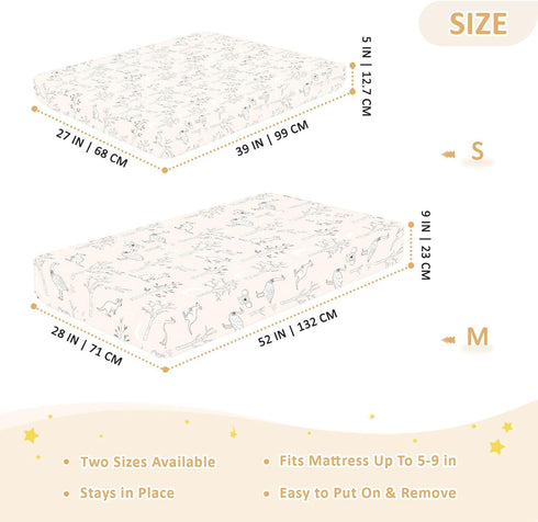 miaozhen 1 Pack 52x28 Cotton Baby Crib Sheets for Boys Girls Soft Comfy Animal Kangaroo Rustic Woods Pattern Pink