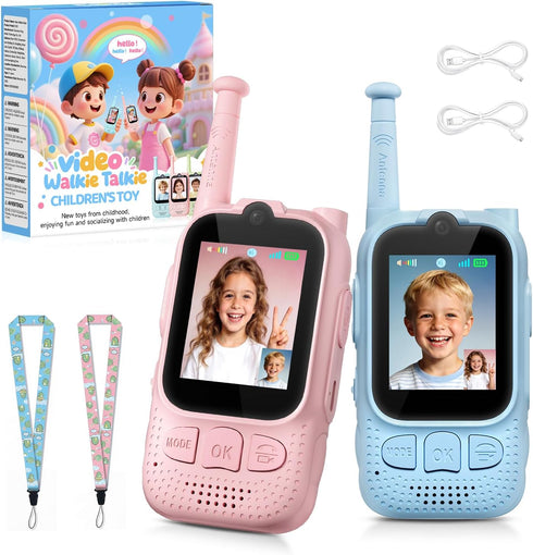 FieGsom Kids Audio/Video Walkie Talkies, 2 Pack Rechargeable Walkie Talkies for Kids with