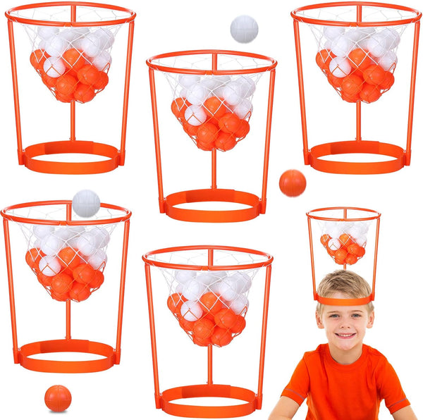HyDren Head Hoop Basketball Party Game Set - Portable Adjustable Net Headband with Balls for Indoor Outdoor Fun