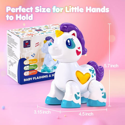 hahaland Toys for 1 Year Old Girl - Unicorn Musical Light Up Baby Girls Interactive Travel Christmas Stocking Stuffers