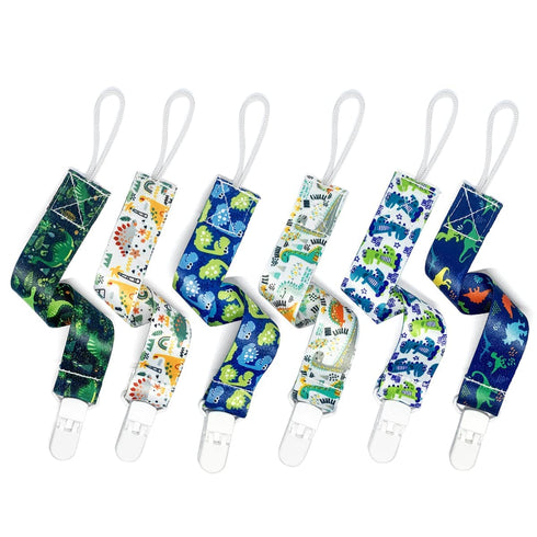 PandaEar Baby Pacifier Clips, 6 Pack Universal Holder Leash for Boys and Girls, Teething Toys