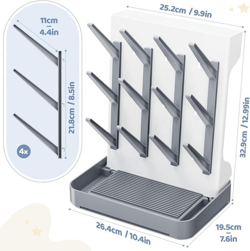 Dayacoco Countertop Baby Bottle Drying Rack, Space Saving Vertical Bottles Dryer Holder, Standing Bottle Drying Rack