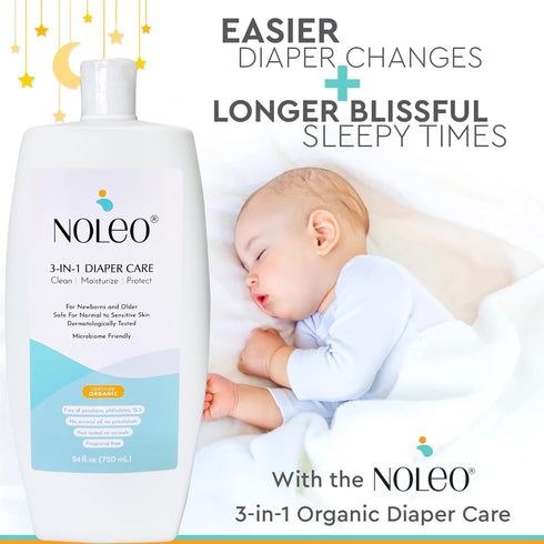 3-in-1 24 oz Diaper Care - Baby Cream, Cleanser & Lotion Organic - Diaper Rash - Rash Ointment - Cream to Clean
