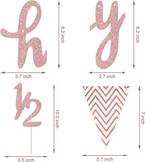 Boao Pre-Strung Half Birthday Decorations Set, Glitter 1/2 Half Year Cake Topper, 6 Months Happy Banner for Baby Shower