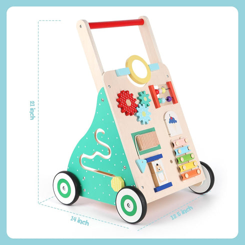 Asweets Wooden Baby Walker Push and Pull Learning Activity Walker Kids Activity Toy Multiple Activities Center Develops