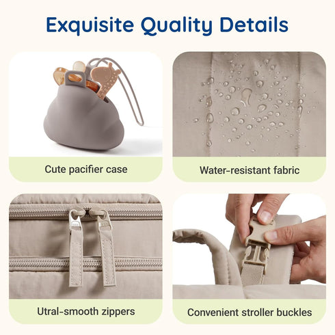 mommore Backpack, Backpack Diaper Bag Baby Bag with Waterproof Changing Pad and Stroller Straps for Toddler, Diaper