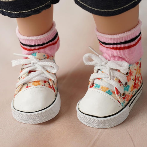 18 Inch Sets 5 3 18 Inch BABESIDE Baby Doll Shoes with Socks for Dolls, Pairs of Dolls Canvas Shoes with Pair of Socks
