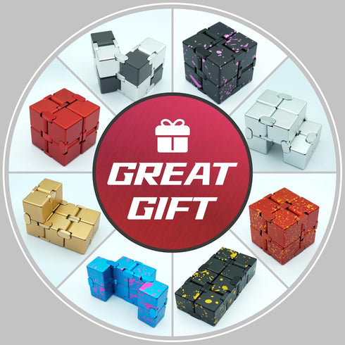 Red & Yellow Infinity Cube Fidget Toy - Quiet, Portable Stress Relief for All Ages
