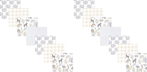 Hudson Baby Unisex Baby Cotton Flannel Receiving Blankets Bundle, Neutral Safari, One