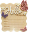 Wooden Birth Announcement Sign - Butterfly Daisy Hello World Newborn Baby Name