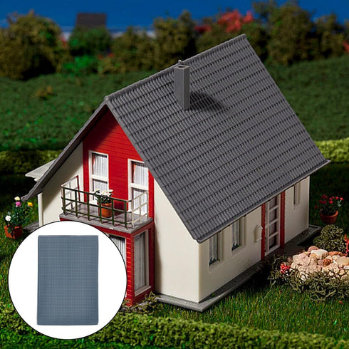 12 Sheets 30*20CM Grey Miniature Roof Shingles - 6 Styles Model Tiles for DIY Building Model Roof Tiles