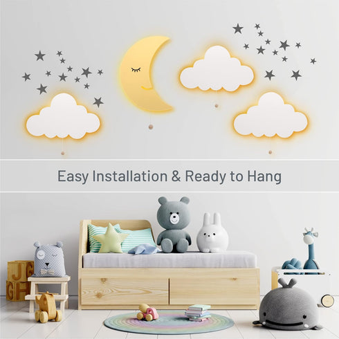 17.7 11.2 1.5-in Lumipets Moon Wall Light - Nursery Decor, Baby Room Decoration, Wall Mounted, Battery Operated
