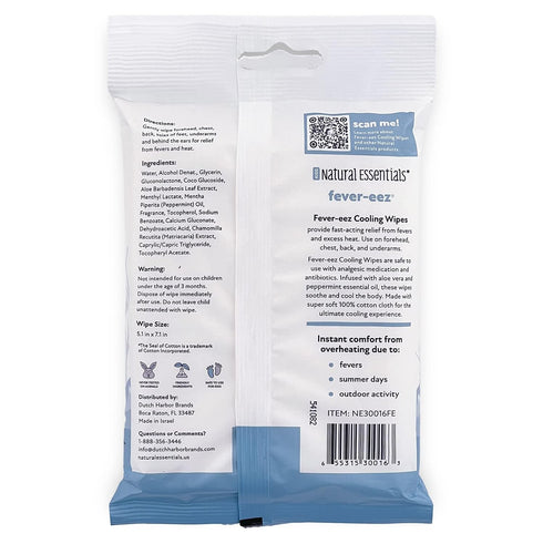 Natural Essentials Immediate Fever-eez Baby Fever Relief for Kids, Soothing Forehead & Body Wipes for Babies, Provide
