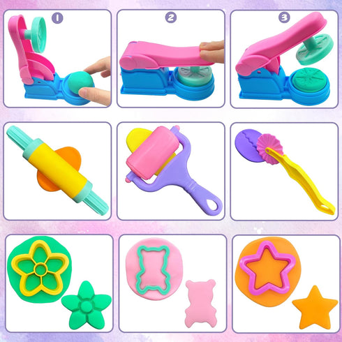 Playdough Tools 36pcs Set for Kids, Includes Cutters, Roller, Rolling Pins, and Dough Extruder