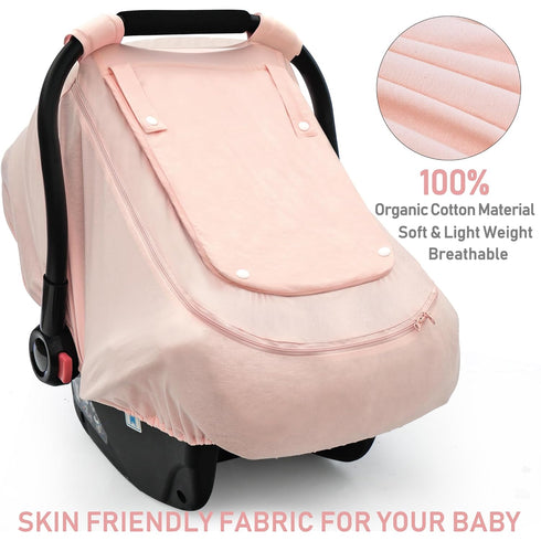 Summer/Spring,100% Baby Car Seat Cover for Organic Cotton Carseat Cover for Babies,Infant Car Seat Cover Canopy