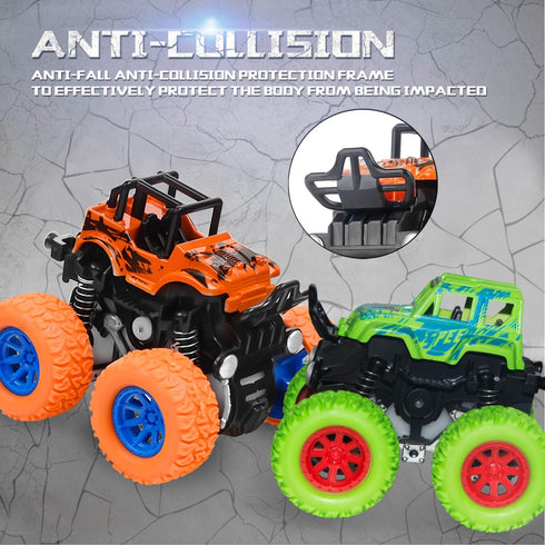 Monster Truck Toys, Friction Powered Toy Cars, Push and Go Vehicles for Kids, Best Christmas Birthday Gift 4-Pack