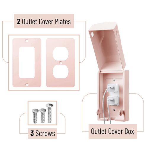 Bates Baby Safety Outlet Cover Box, Pink Plug Covers for Baby Proofing, Socket Covers for Child Safety