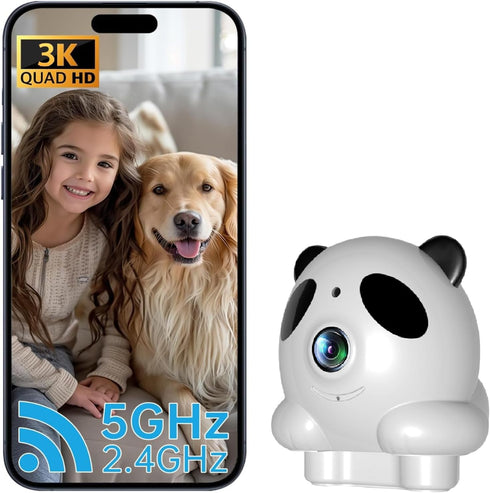 flicom 3K Camera,5G 2.4G 2-Way Indoor Security and WiFi/Dog/Baby Camera with Phone app,Human Pet Motion AI,Night