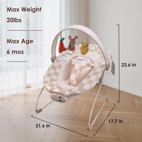 0-6 20lbs Baby Bouncer Baby Bouncer seat, Infants Bouncy Seat with Music & Sensory Toys, Compact & Machine Washable