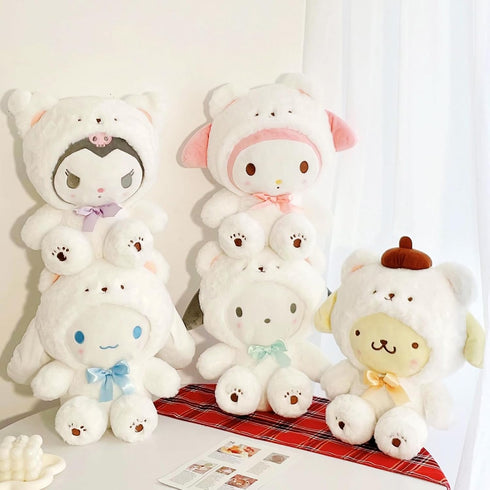 Cartoon Kawaii White Bear Plush Doll, Soft Plush Toy, Cute Stuffed Animals for Birthday Gifts for Kids