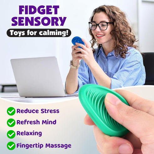 6 Pack Fidget Toys Adults Sensory Stone: Textured Worry Stone for Autism Kids Calming Down - Fidget Stress Toys