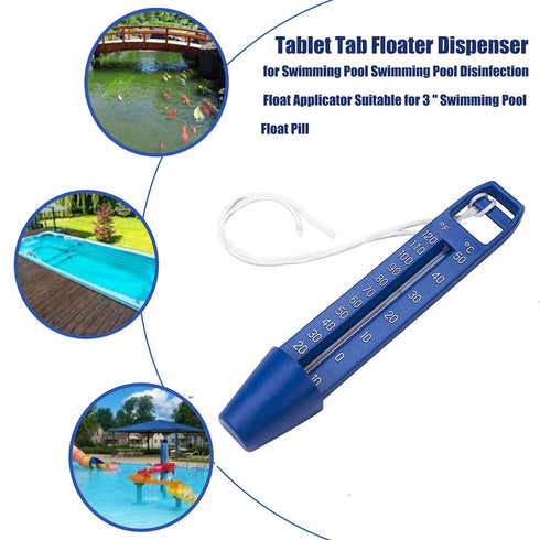 Floating Baby Bathtub Thermometer - Blue with Rope Design