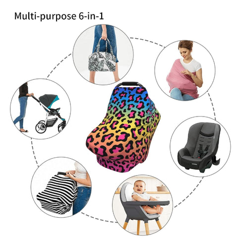 Schgap Leopard Car Seat Cover for Baby, Soft Stroller Cover Nursing Cover Breastfeeding Baby Carrier Covers for Newborn