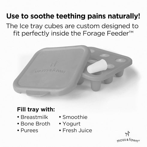 Frozen Moss and Fawn Baby's First Bites Bundle - Silicone Breast Milk Popsicle Kit with Forage Feeder & Teething
