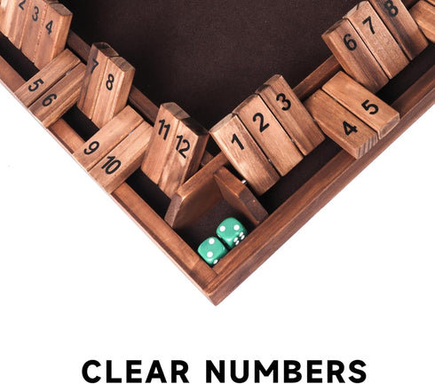 1-4 8 4-Way 12 Set GSE Games & Sports Expert Player Wooden Shut The Box Board Game with Dice. Numbers Shut The Box Dice