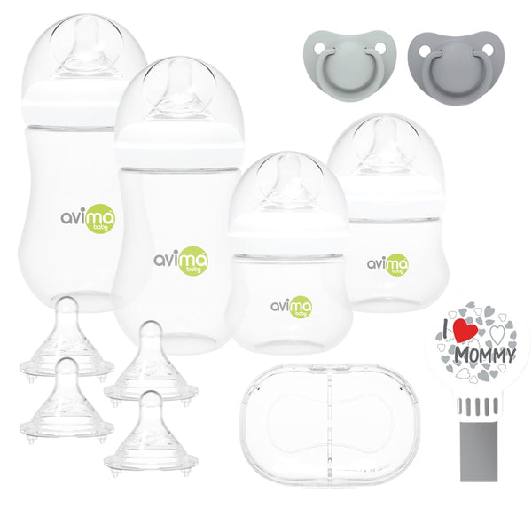 Avima Baby Wide Neck Bottle Starter Kit 12 Piece Set. Anti Colic