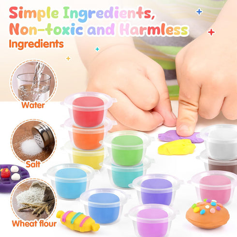 WeeHomm 4 1 Set 3+ 24 in Color Dough Kitchen Creations with Ice Cream/Cake/Noodle/Hamburger Maker Machine, Arts Crafts