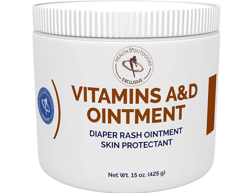 HEALTH & OUTDOORS Vitamin A & D Ointment 15 Oz Jar, Skin Protectant for Diaper
