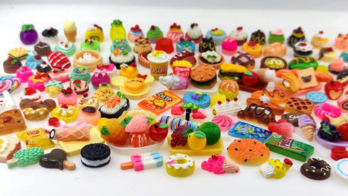Nuanmu 100 Pieces Miniature Food Drink Bottles Toys Dollhouse Pretend Play Kitchen Cooking Game Party Accessories Toys